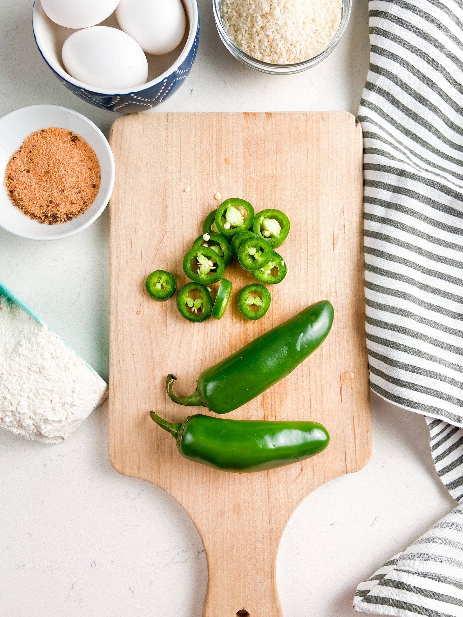 Overhead photo of ingredients needed to make jalapeno bites. 