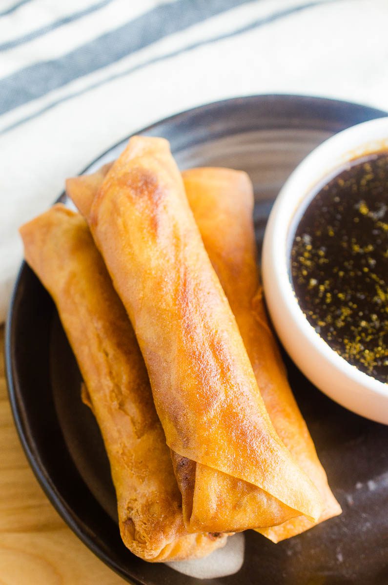 Lumpia is a Filipino style egg roll filled with pork, beef and veggies. Then fried golden brown. They are always a crowd pleaser and a great appetizer.