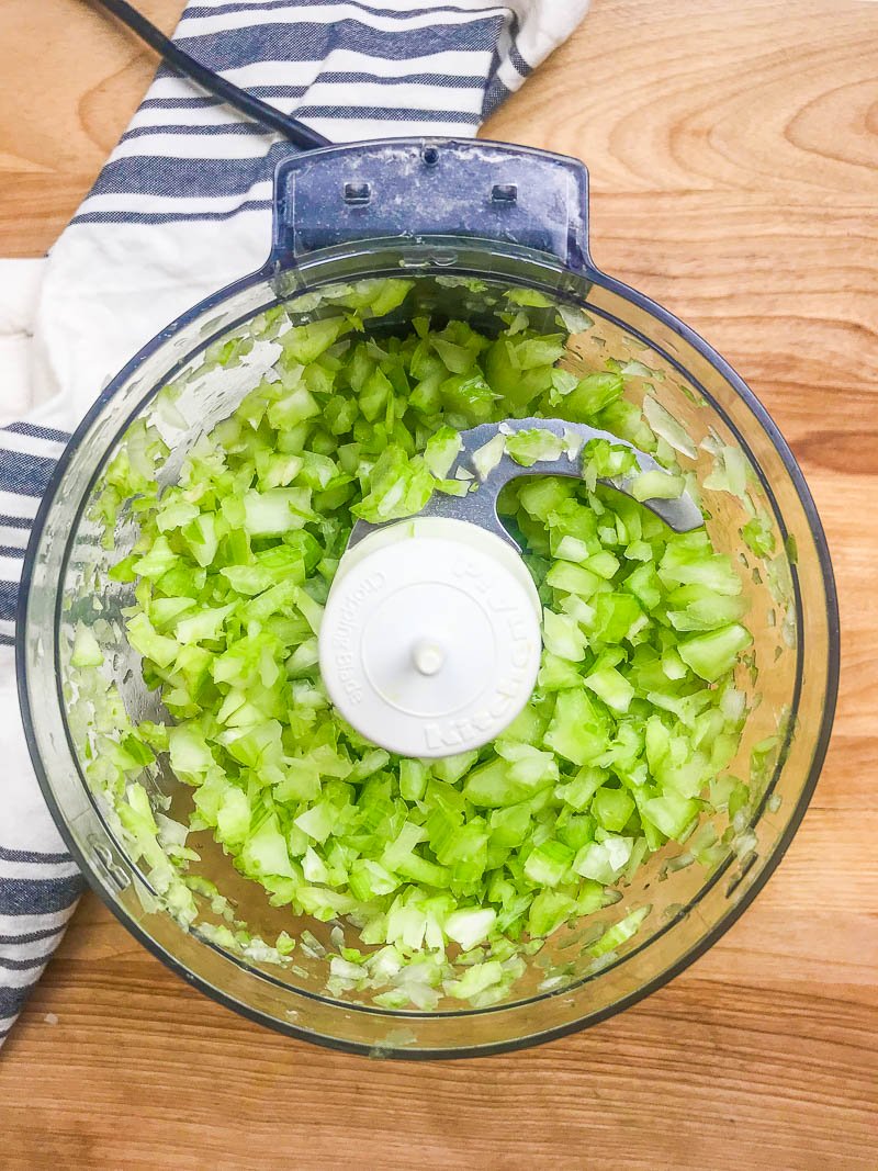 Celery chopped in food processor.