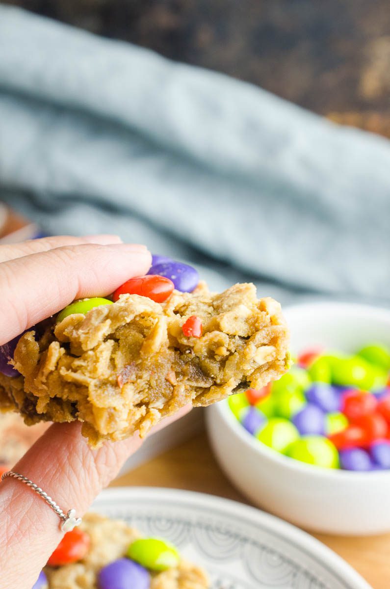 Gooey chewy Monster Cookie Bars