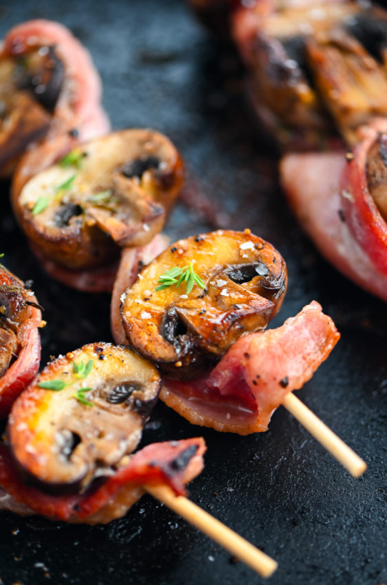 Mushroom Bacon Skewers