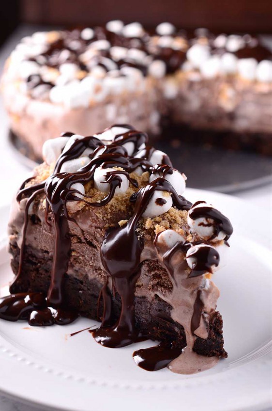 Oreo Brownie and S’mores Ice Cream Cake