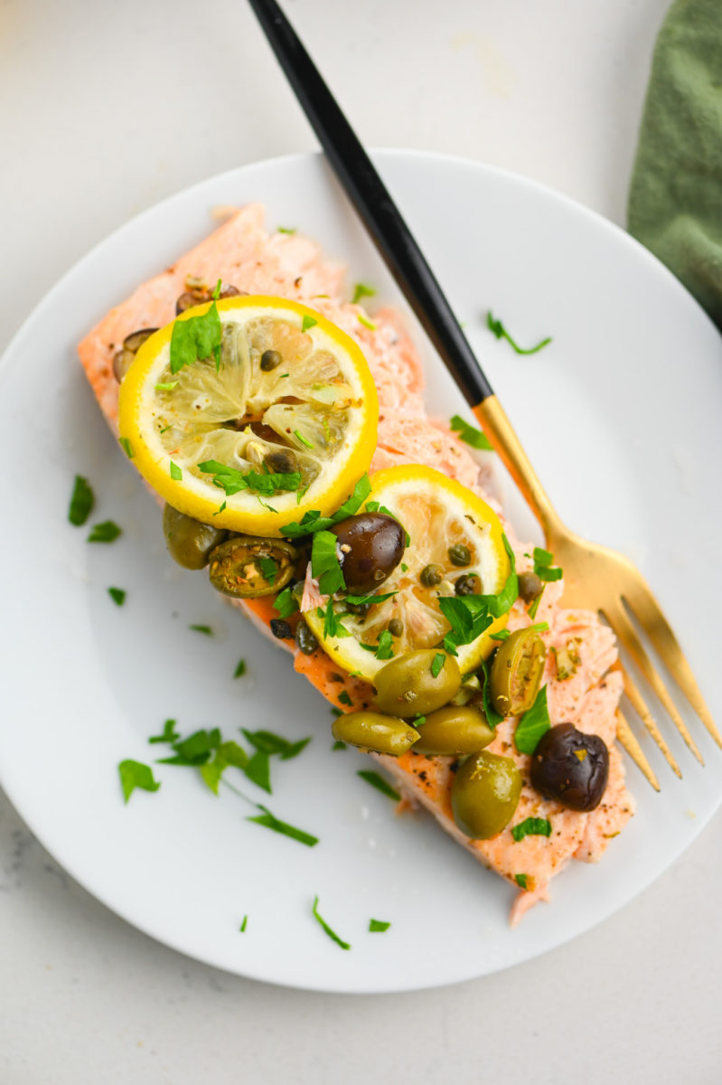 Oven Roasted Salmon with Olives - Life's Ambrosia