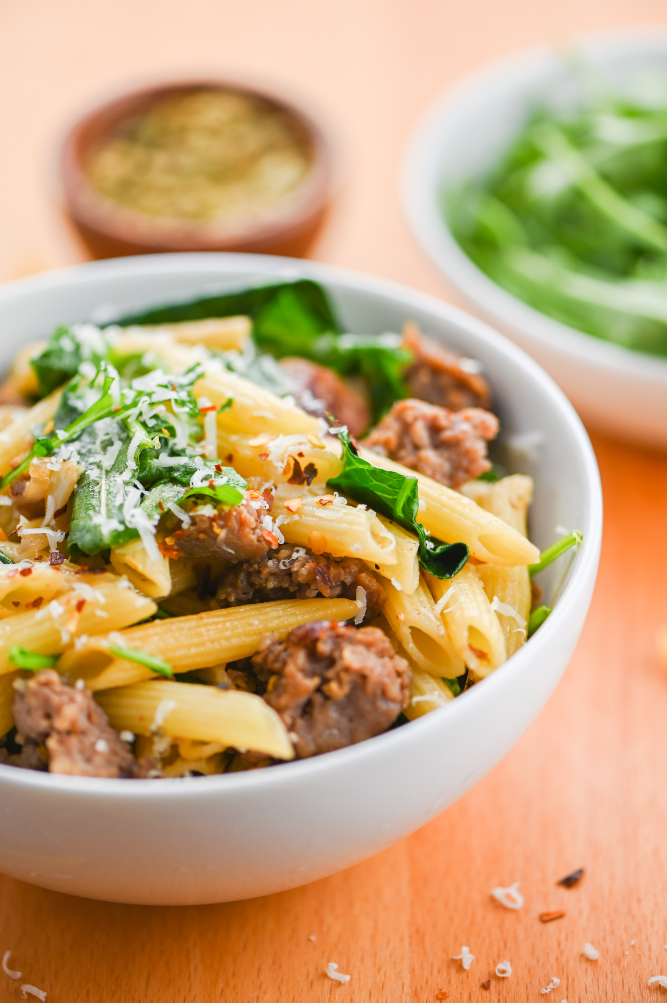 Sausage Arugula and Spinach Pasta Recipe Life's Ambrosia