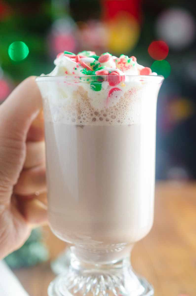 A Peppermint Patty is the perfect Christmas cocktail! Hot chocolate, peppermint schnapps and creme de cacao make it a Merry Christmas indeed. 