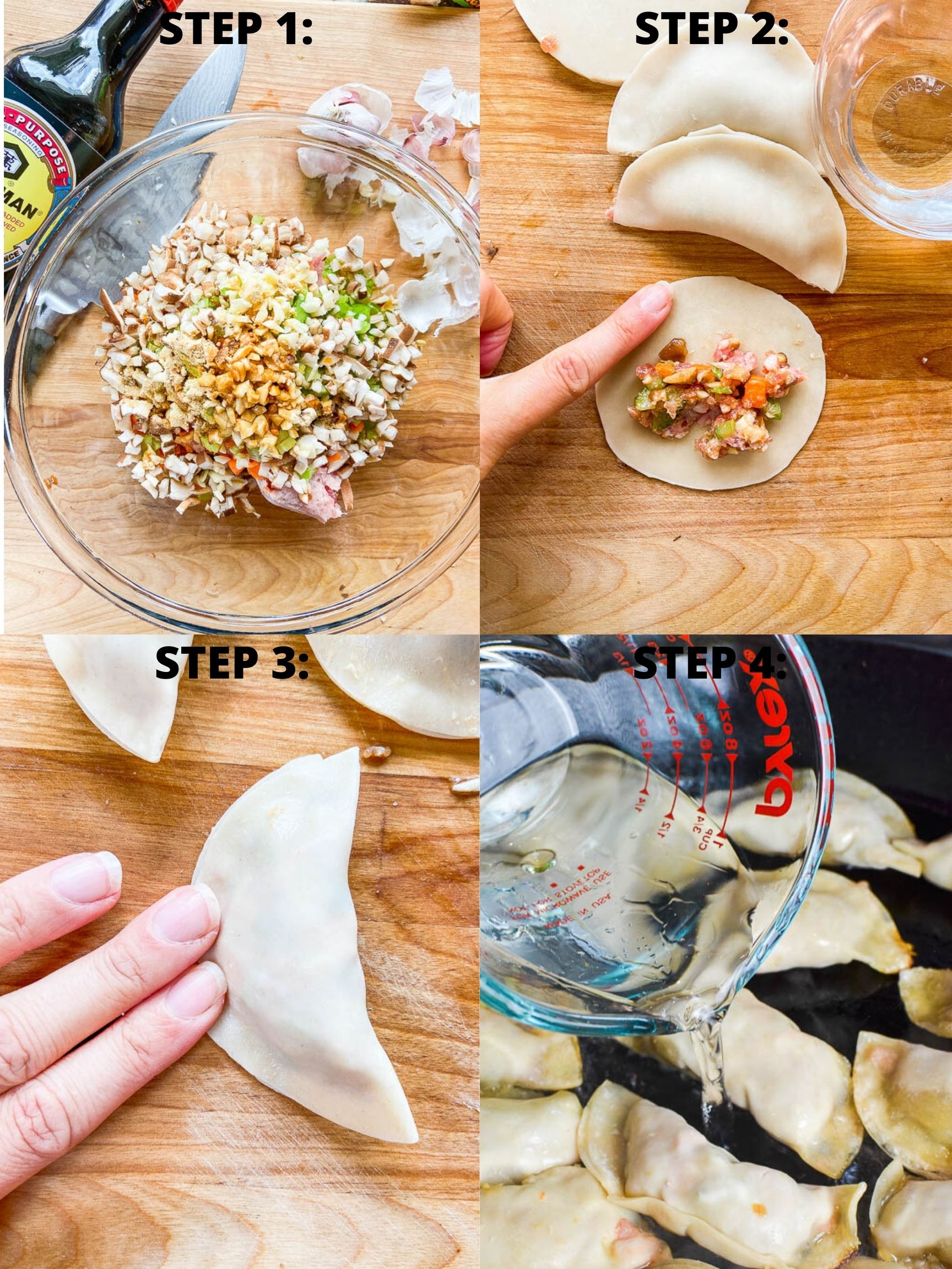 Pork potstickers step by step photos.