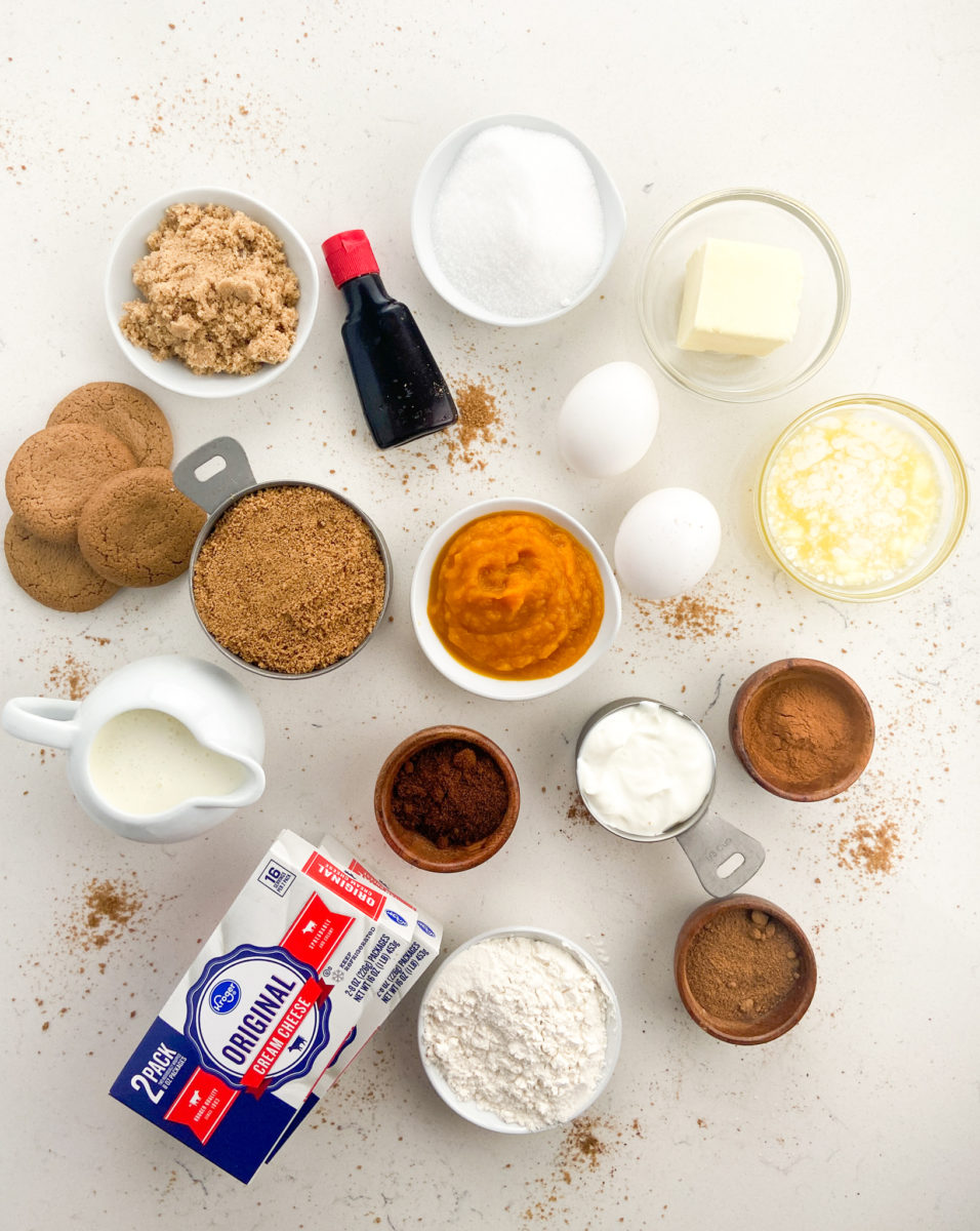 Ingredients for Pumpkin Cheesecake Bars. 