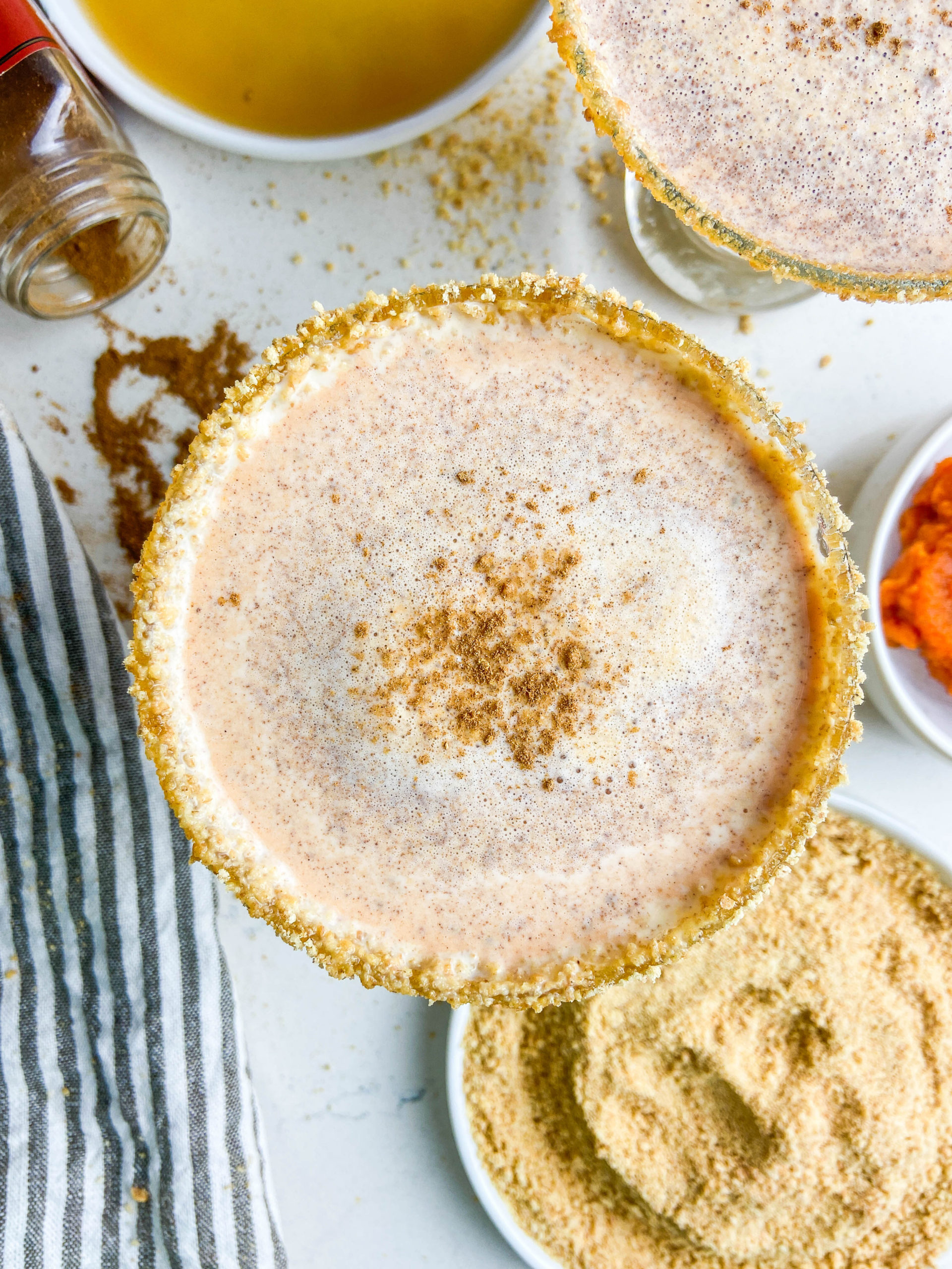 Overhead photo of pumpkin martini.