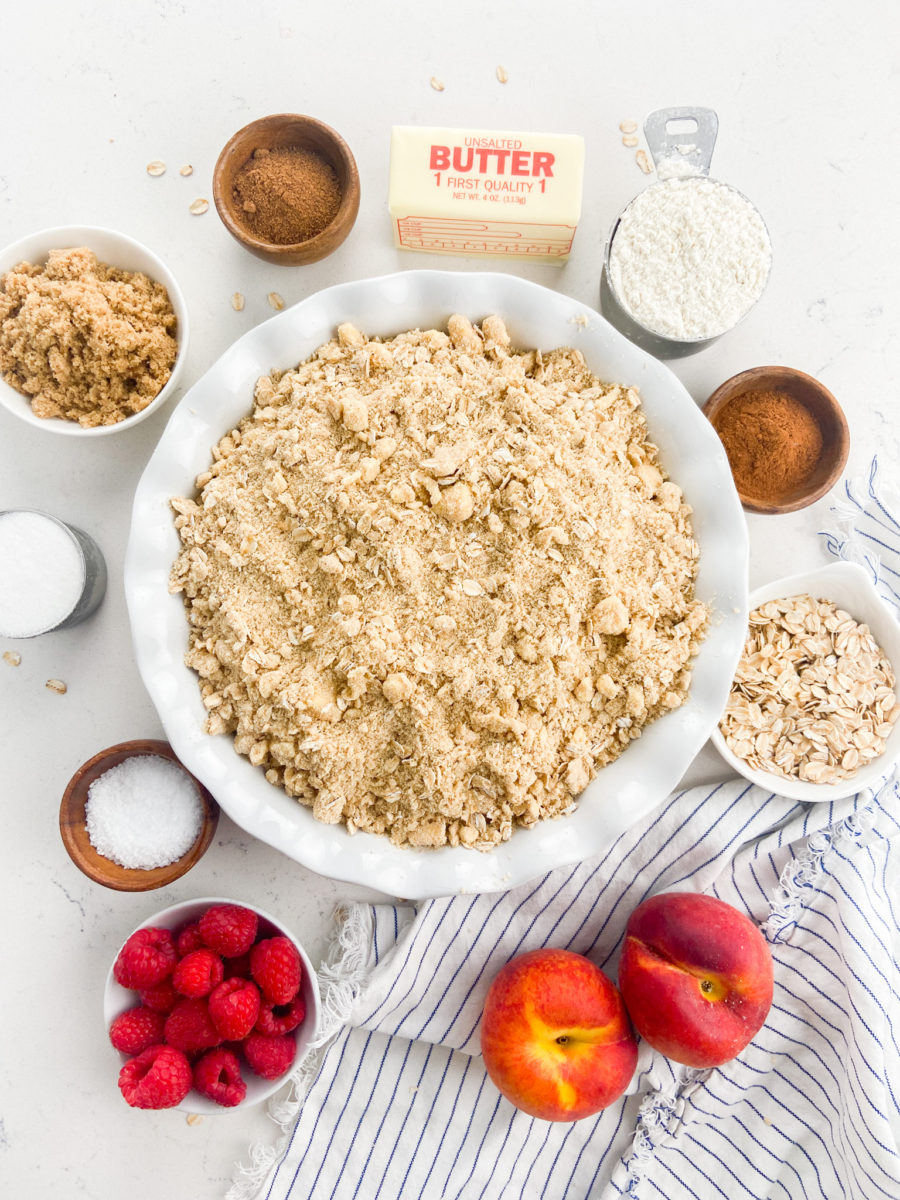 Unbaked Raspberry peach crisp. 