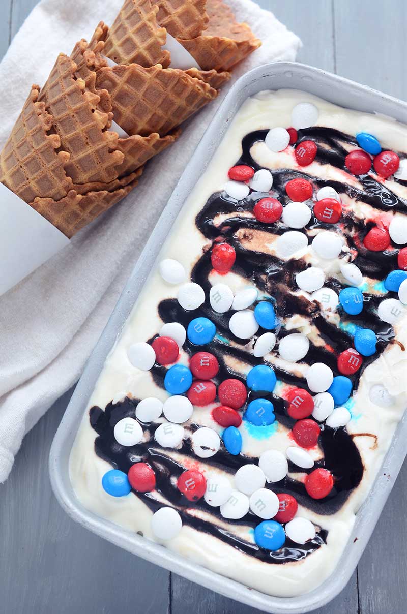 Red, White and Blue M&M Ice Cream