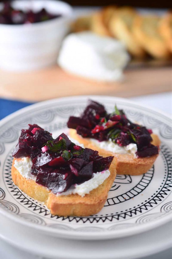 Roasted Beet and Goat Cheese Crostini