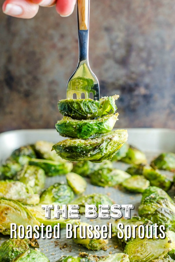 These are the BEST Brussel Sprouts, seriously. Roasted Brussel Sprouts with Parmesan is a great way to get your family to eat Brussel Sprouts! Who can resist tender roasted brussel sprouts with crispy cheesy edges?!  #vegetables #vegetarian #sidedish #brusselsprouts #roastedbrusselsprouts 