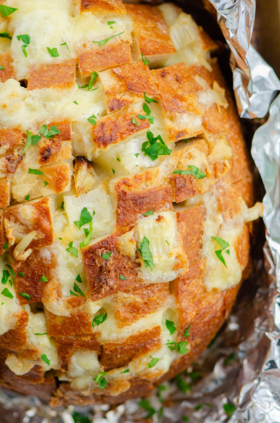 Roasted Garlic and Brie Pull Apart Bread