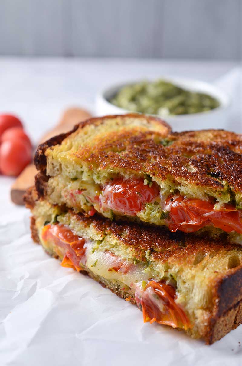 Roasted Tomato, Pesto & Smoked Provolone Grilled Cheese