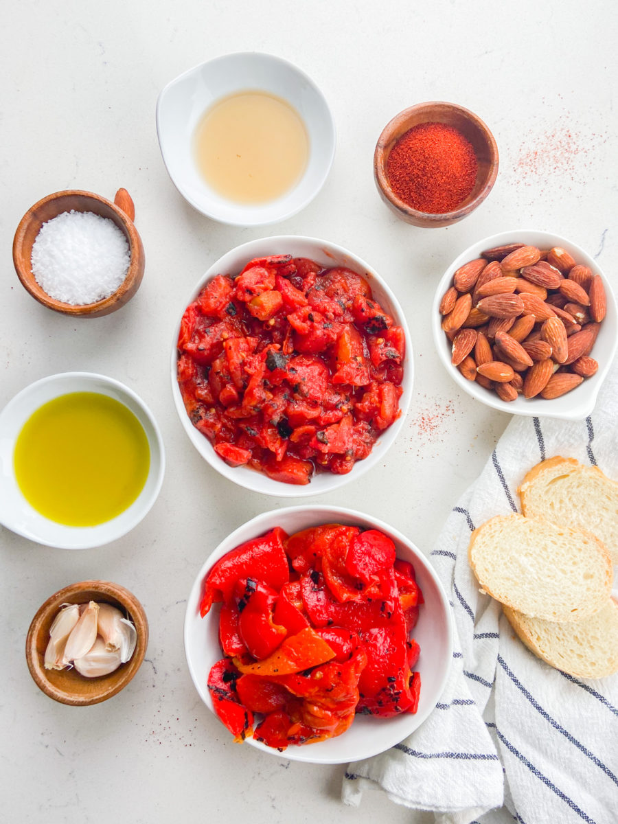 Romesco ingredients. 