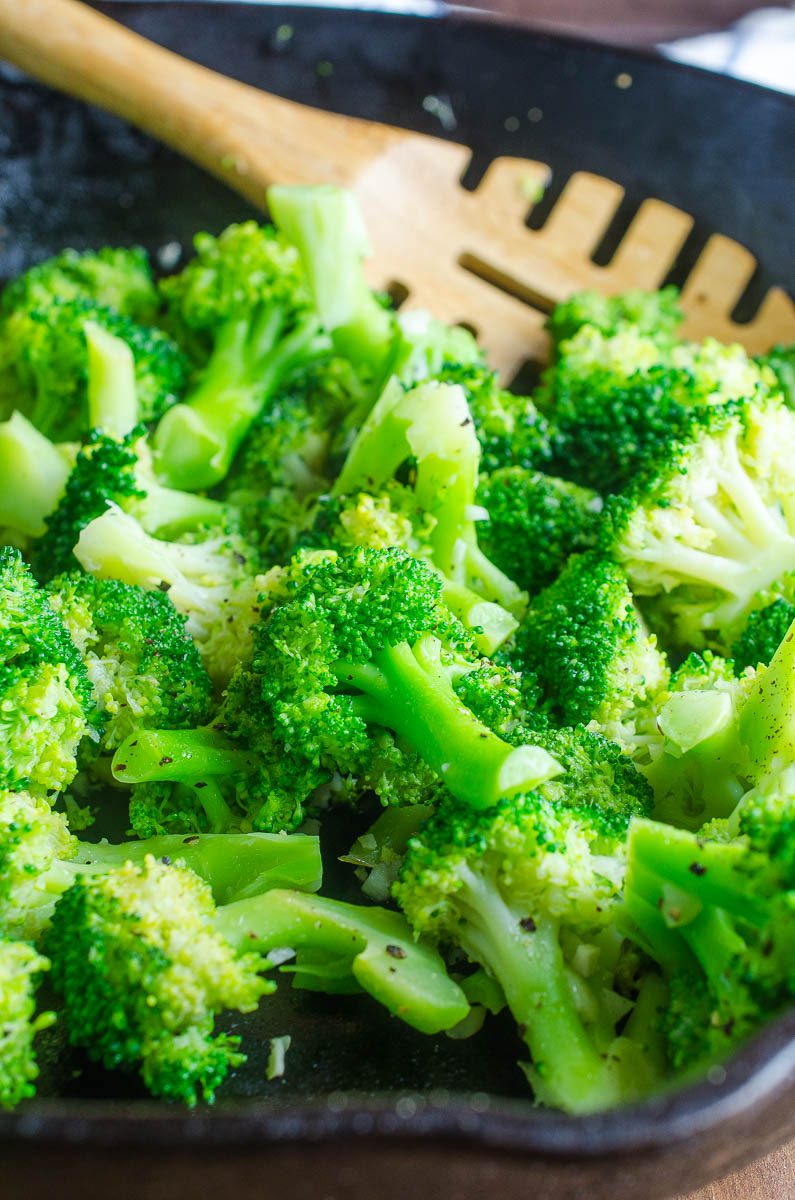 Quick and easy sautéed broccoli is the perfect weeknight side dish. Broccoli so flavorful and tender, even the kiddos will ask for more! 