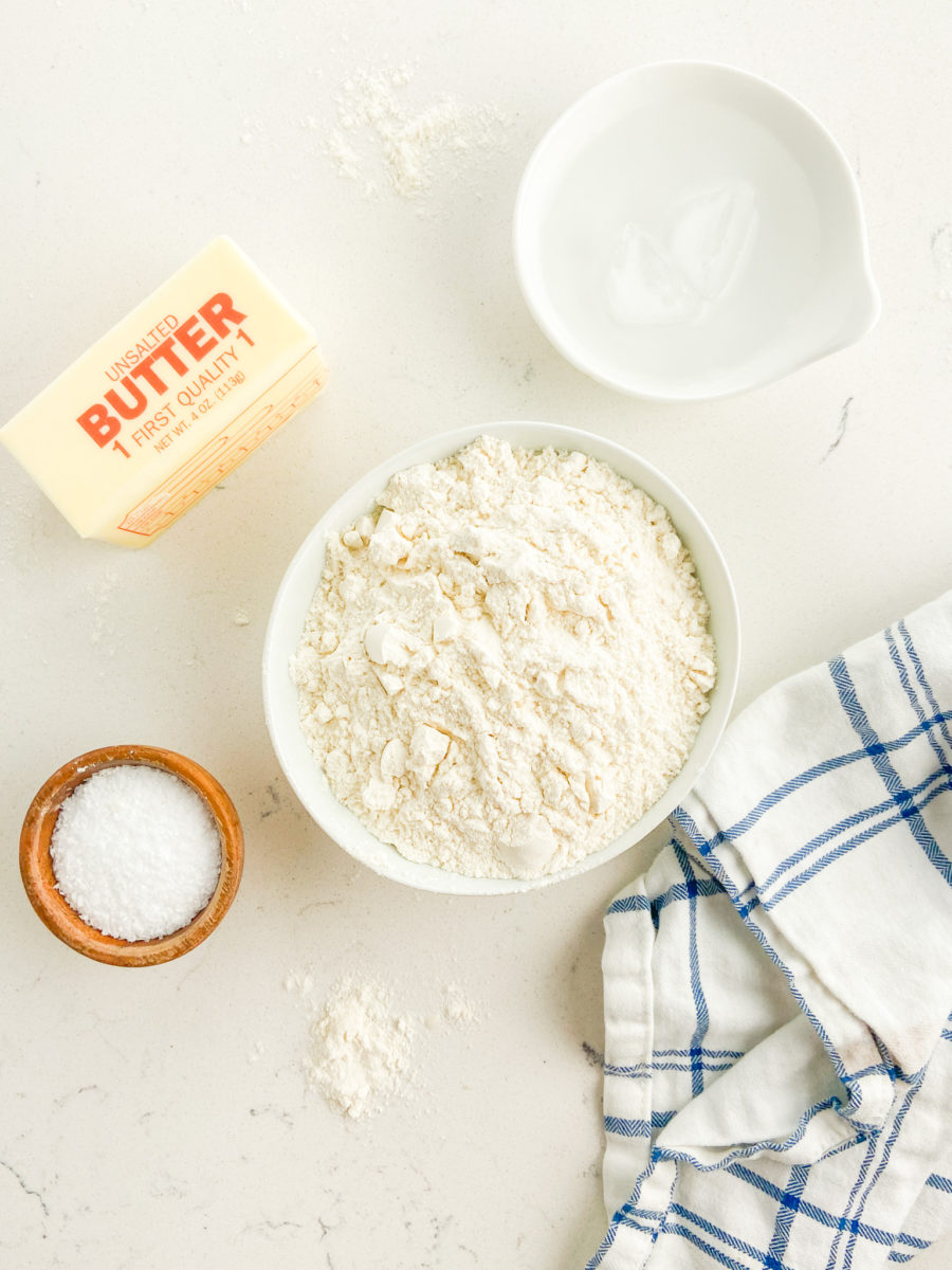 Savory tart crust ingredients. 