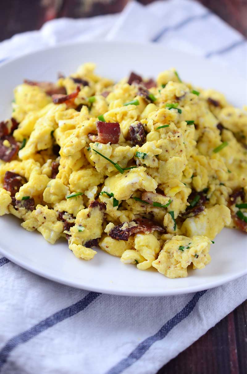 Scrambled Eggs with Pepper Bacon & Chives Life's Ambrosia