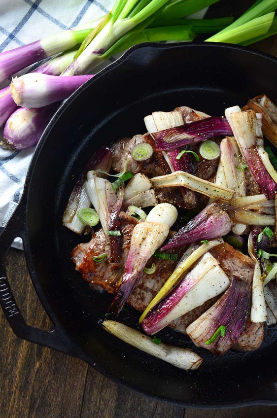 Seared Steak with Balsamic Red Spring Onions