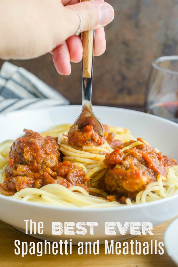 Spaghetti and Meatballs is a comfort food classic and the ultimate family friendly food. With this spaghetti and meatballs recipe learn how to make tender, juicy meatballs and finish them in a savory homemade marinara sauce.  #spaghettiandmeatballs #meatballs #pasta #dinner
