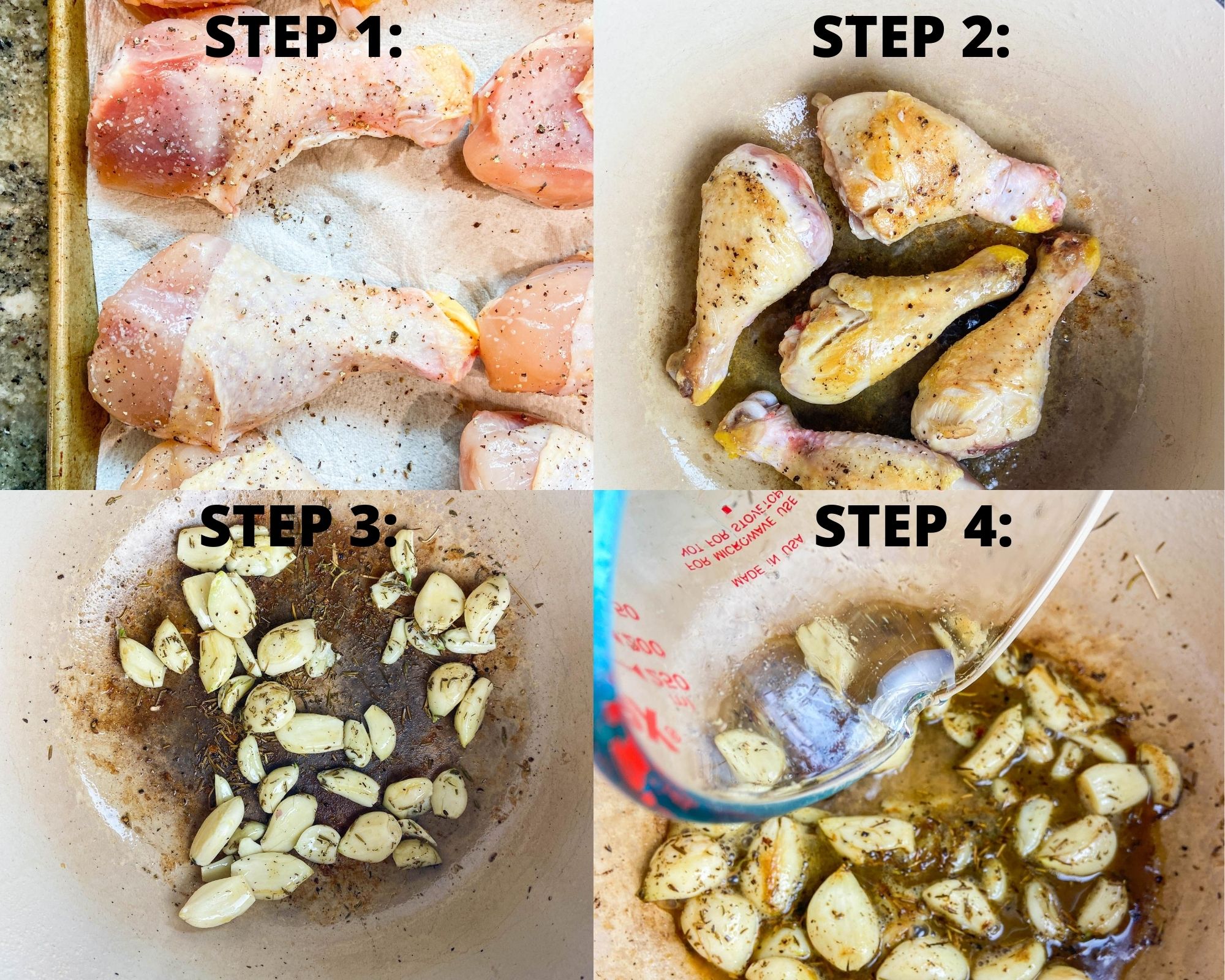 Step by Step Photos 40 clove chicken