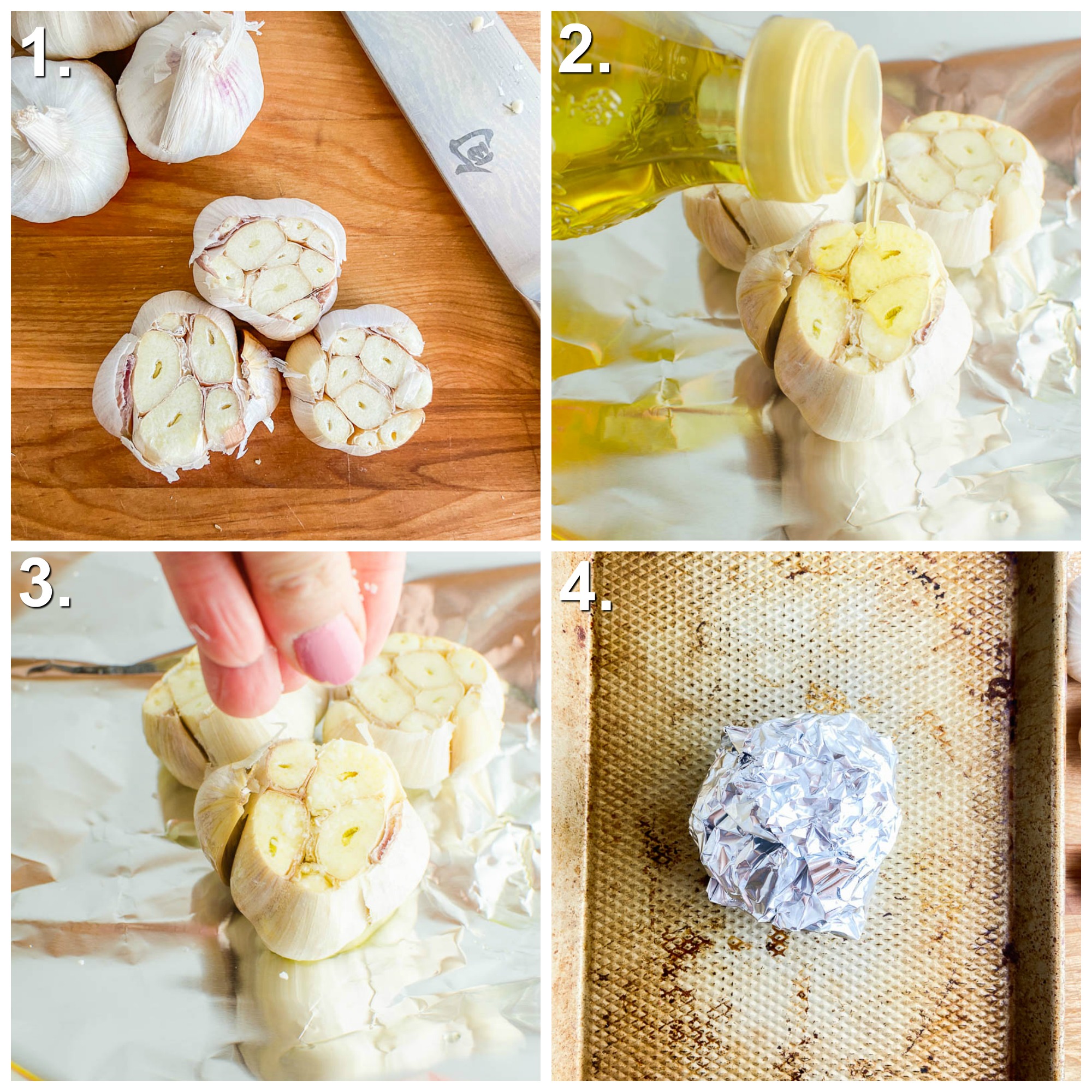 Step by Step Photos for how to roast garlic.
