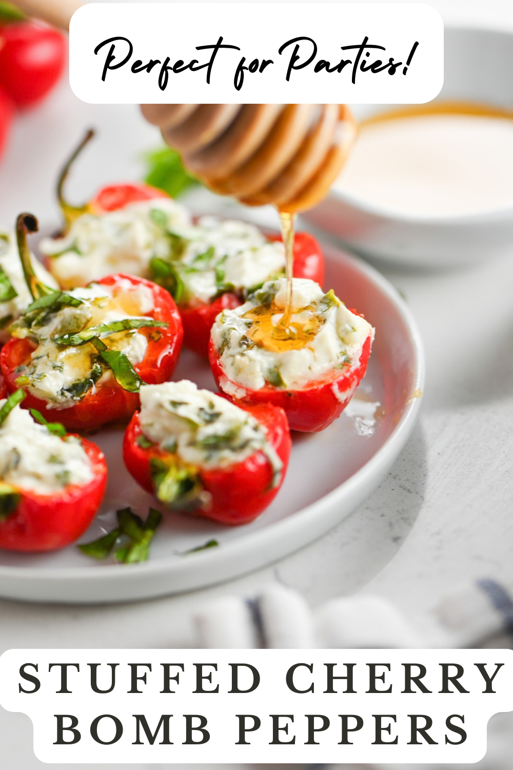 Goat Cheese Stuffed Cherry Bomb Peppers — Pin this recipe