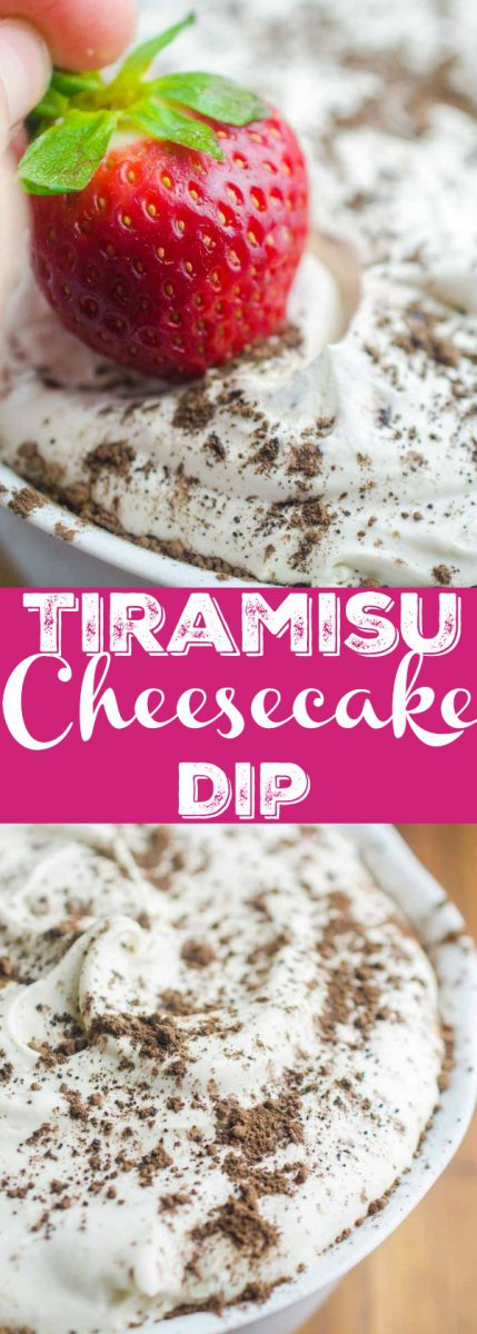 If you are looking for a quick and easy dessert, this Tiramisu Cheesecake Dip is it. It's a creamy, dreamy downright decadent dessert dip for graham crackers and fresh fruit. 