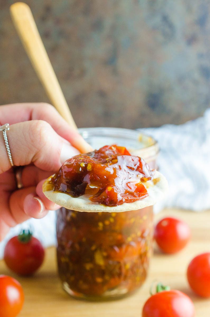 Summer Tomato Jam on a cracker. 