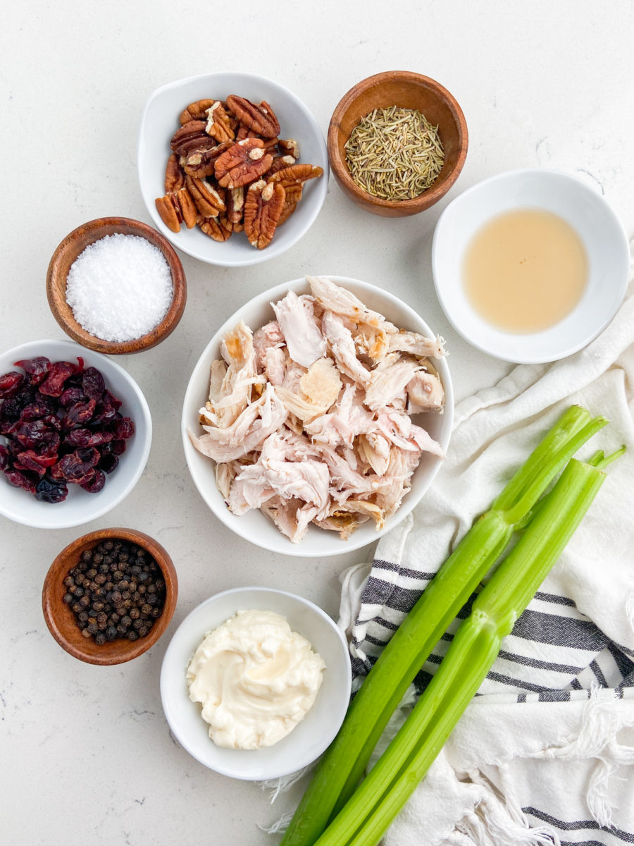 Turkey salad sandwich ingredients. 