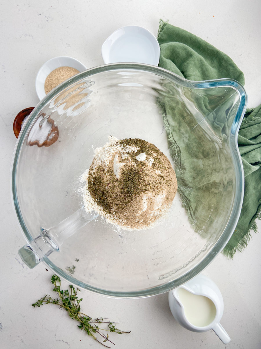 Dry yeast roll ingredients. 