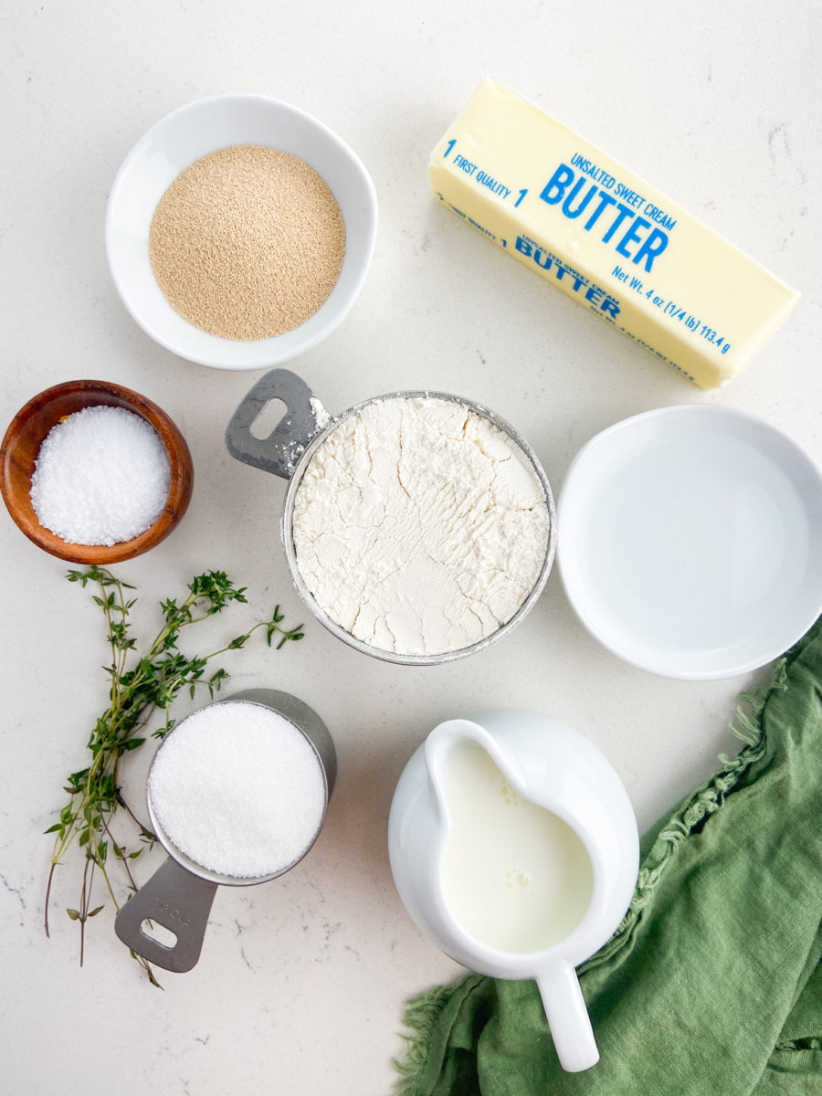 Yeast dinner roll ingredients. 