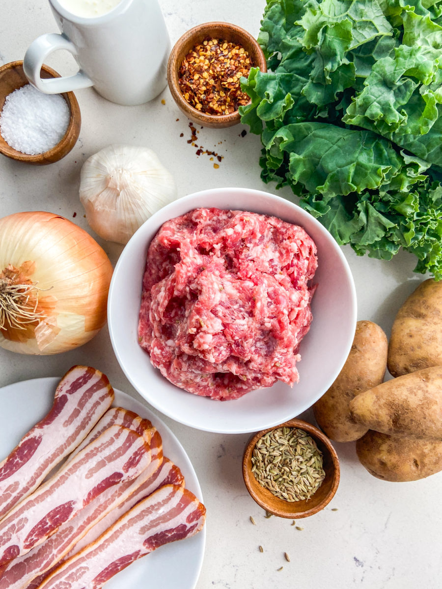 Ingredients for zuppa toscana