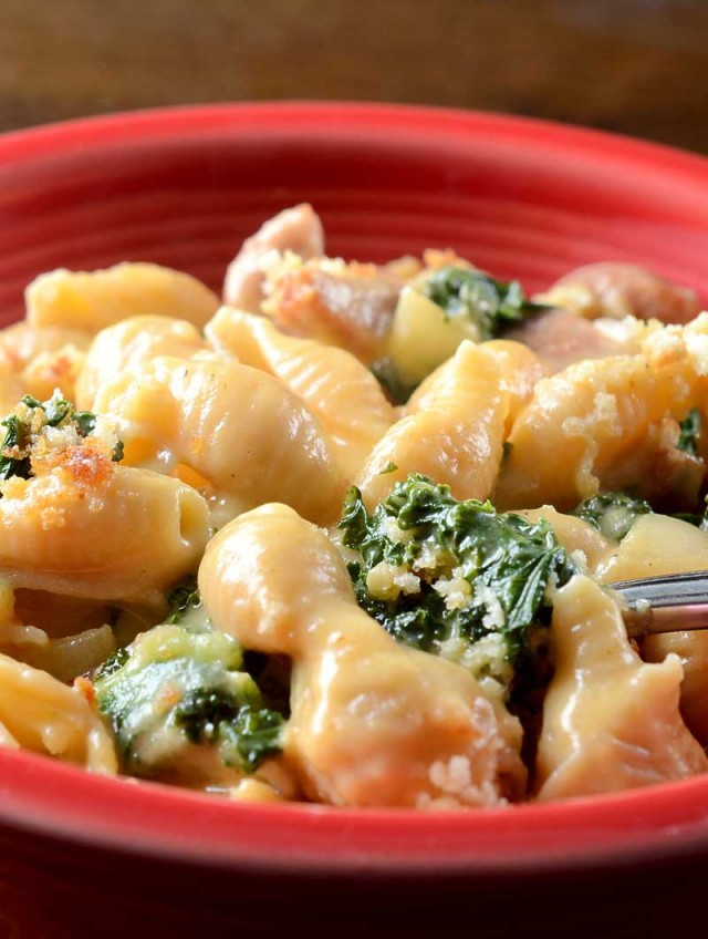 Andouille Sausage and Kale Mac N’ Cheese