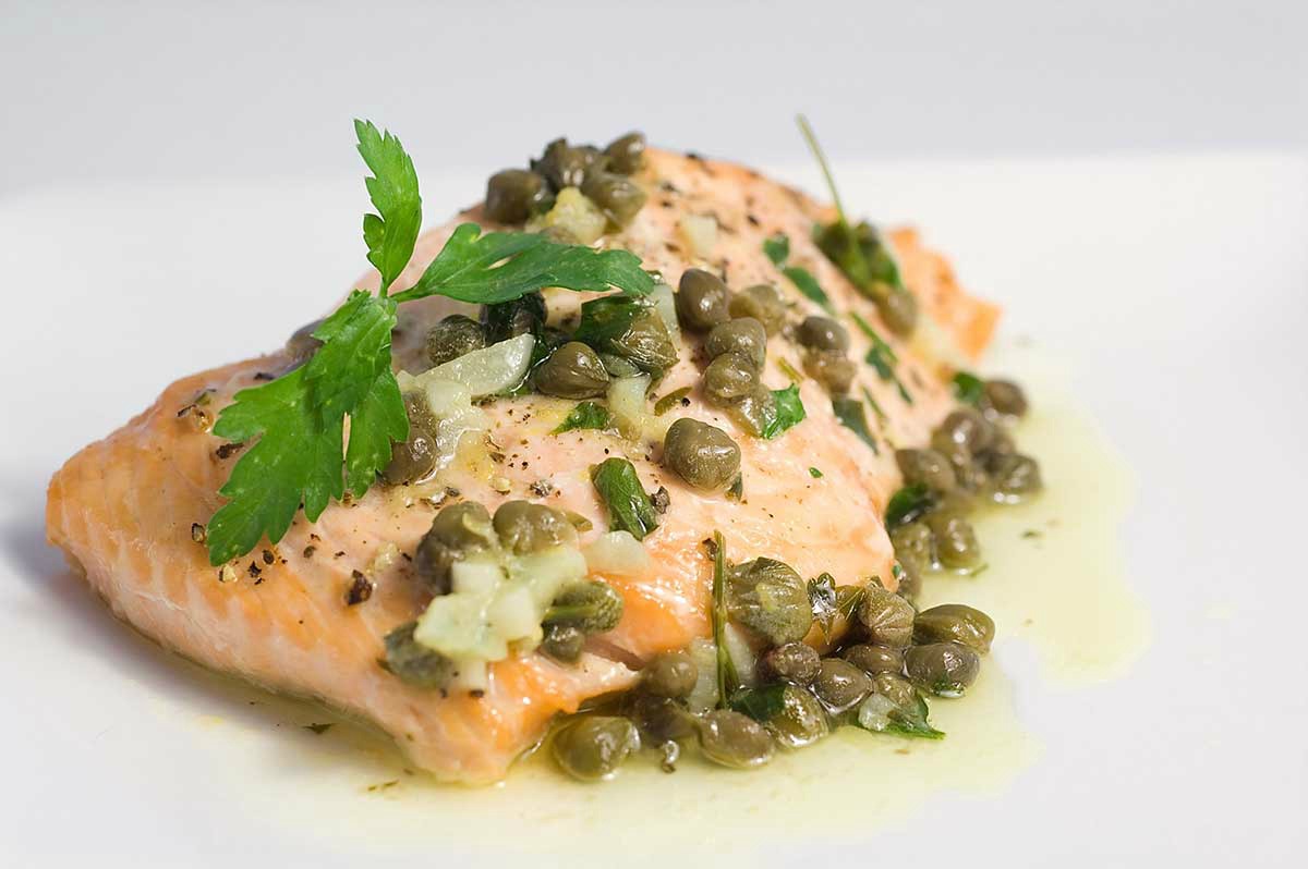 Baked Salmon Recipe with Lemon Caper Butter 