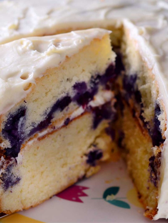 Blueberry Lemon Cake with Cream Cheese Frosting