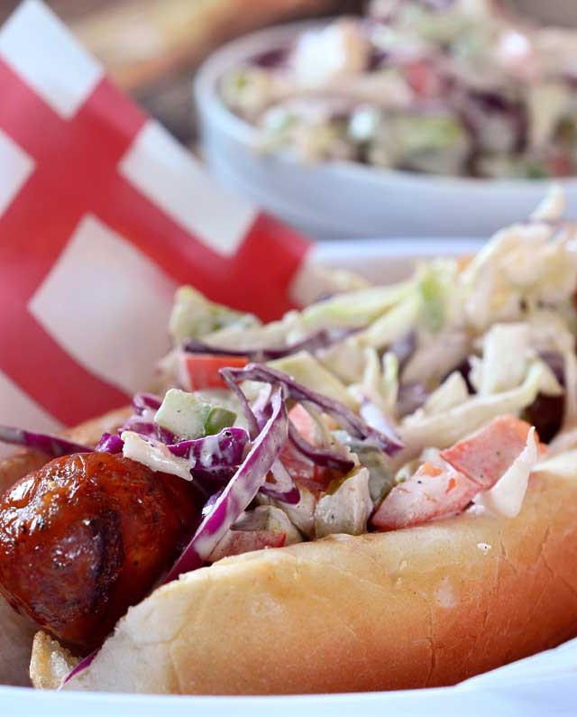 Cajun Hot Dogs with Spicy Slaw