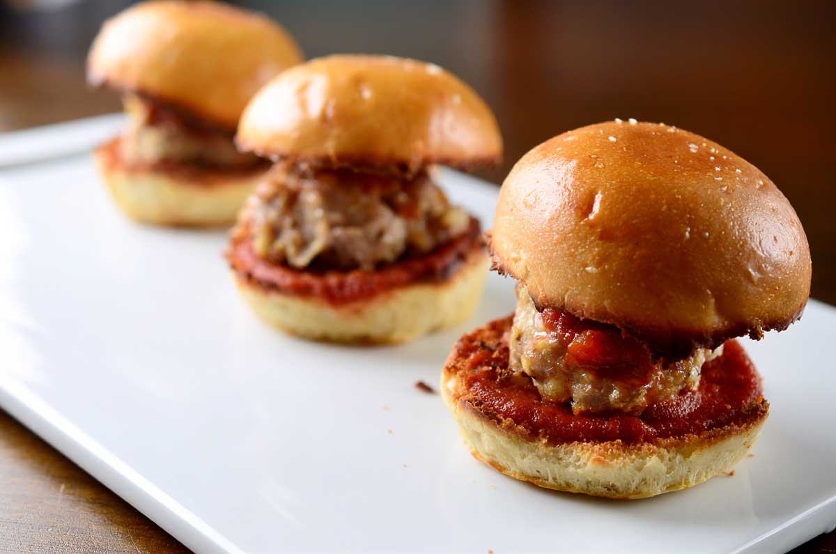 Chicken Parmesan Meatball Sliders