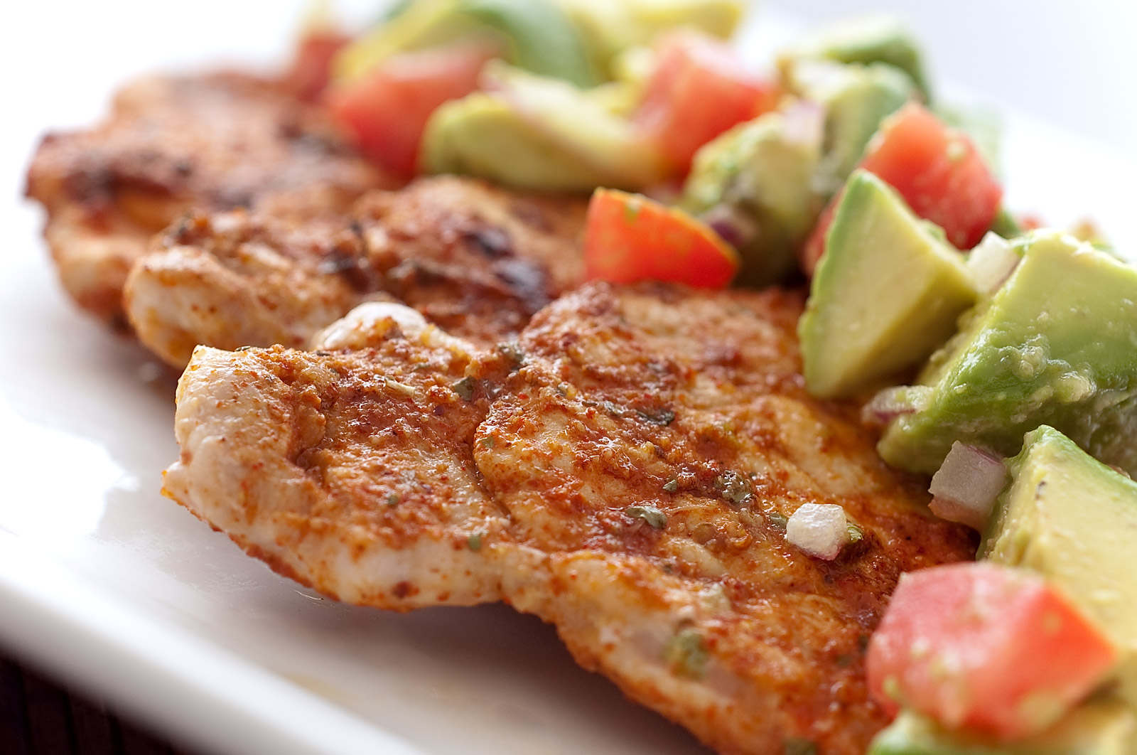 Chili Rubbed Pork with Avocado Salsa