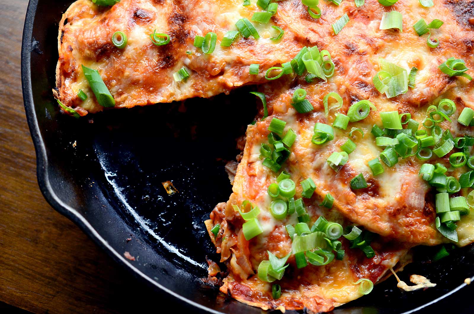 Chorizo and Hatch Chile Skillet Enchilada