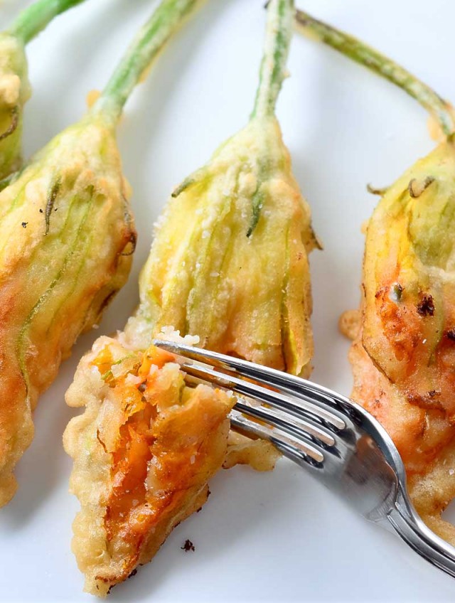 Crispy Herbed Goat Cheese Stuffed Zucchini Blossoms