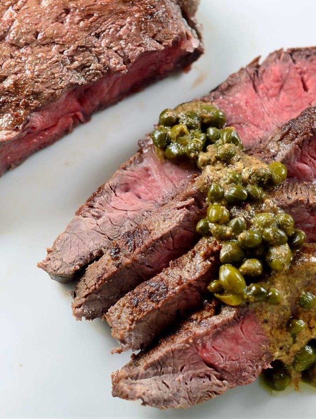 Flat Iron Steak with Dijon Caper Sauce