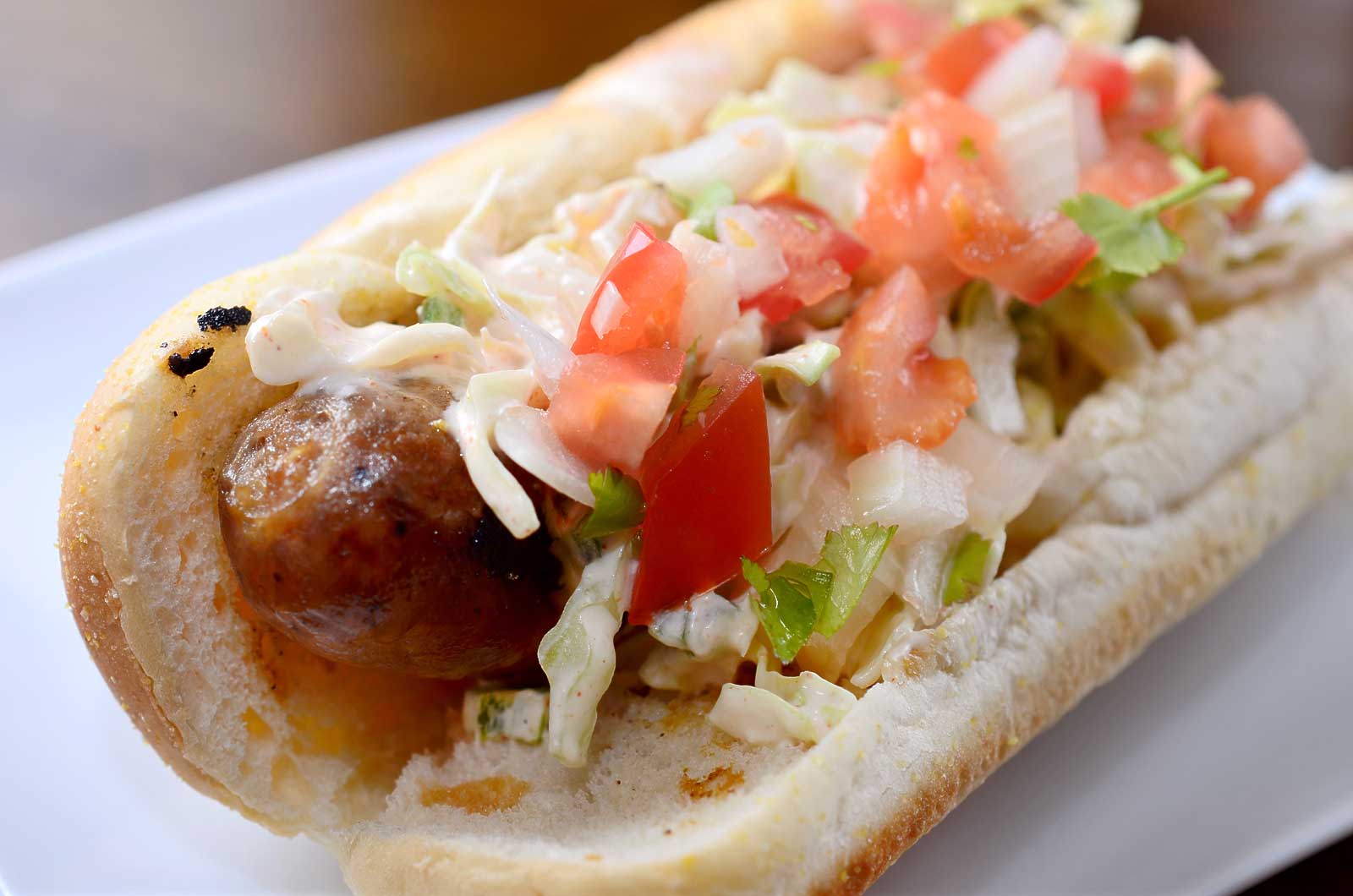 Grilled Bratwurst with Spicy Slaw