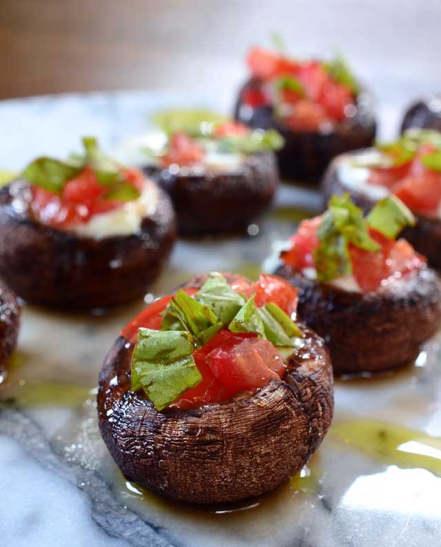 Grilled Caprese Stuffed Mushrooms