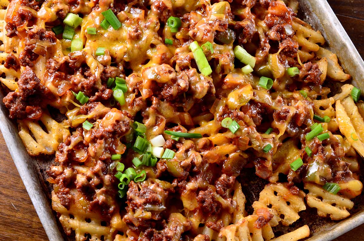 Loaded Sriracha BBQ Sloppy Joe Fries Life's Ambrosia