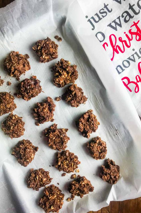 No Bake Cookies are a classic for a reason. These chocolate peanut butter oat clusters are always a hit. And they are beyond easy too!