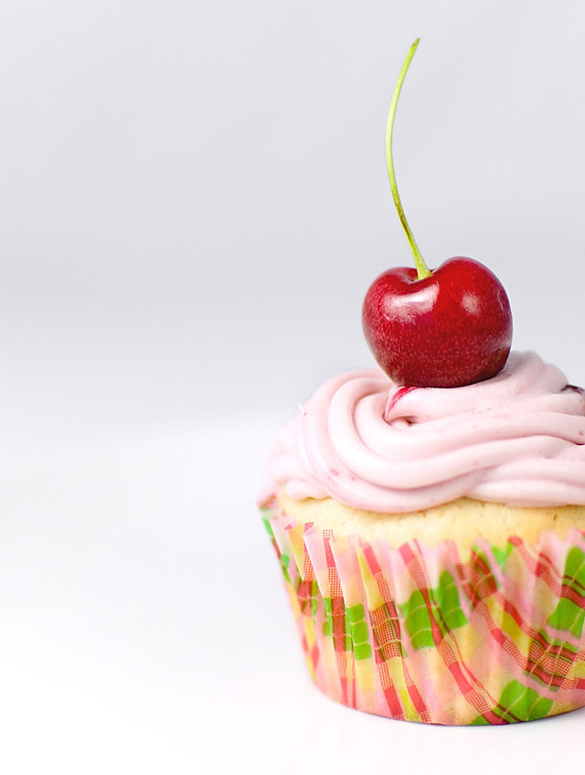 Buttermilk Cupcakes with Cherry Cream Cheese Frosting