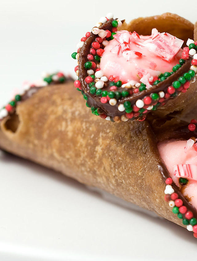 Cannoli with Peppermint Mascarpone Filling