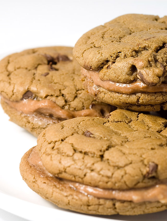 Chocolate Chocolate Chip and Nutella Cream Sandwich Cookies