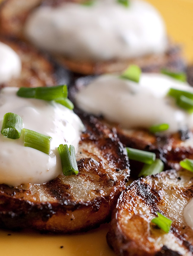 Grilled Potatoes with Chive Sauce